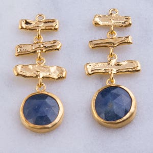 Vermeil Dangle Pendant or Earrings, Priced per Pairs for either Pendant or Earrings, Sodalite or Labradorite Gemstone Dangle, GFER148