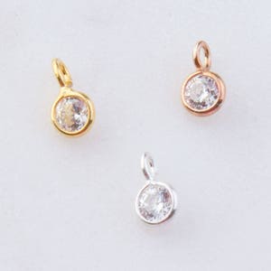 Set of 10, 30, 50 or 100 - Tiny CZ Round Shaker Drops in Gold Plated, Sterling Silver, Rose Gold,CZ Drop Charms, Round CZ Drop Charms CM69GC