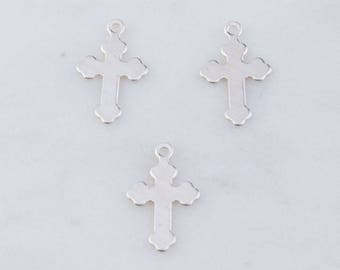 5pcs-Plain Crosses in Sterling Silver, Gold Filled, Rose Gold Filled, Cross Charm Pendant, Religion Charms, Faith Charms, CM194C