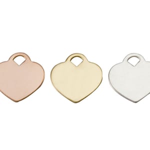 5pcs-12mm x 12mm 24 GAUGE Small Heart Charm Pendant in Silver, Gold, Rose Gold , Stamping Supplies, Heart Stamping Blanks, ST15HR