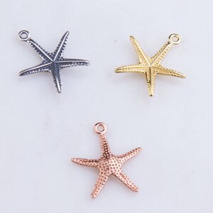 19mm x 18mm Starfish in Sterling Silver, Gold Plated or Rose Gold Plated over Sterling Silver, Beach Life Charms, Large Starfish CharmCM367A