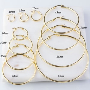 Heavy Gold Plated over Sterling Silver Hoop Earring Finding, 2mm Thick Tube, Available in Different Sizes, Small or Large Hoops GFER158