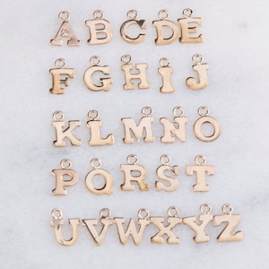 Set of 5 Gold Filled Initial Letter Charm, Block Style, Charm Findings, Gold Filled Charms, Gold Filled Initials, Gold Block Initial,CM09LE