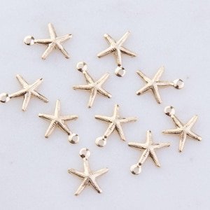 20pcs-Tiny Starfish Charms, Gold Fill Sea Charms,Beach Jewelry,Shaker Charm,14k Gold Filled,Starfish, Silver Starfish Charms HCIN219