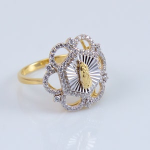 Vermeil CZ Our Lady of Guadalupe Ring in Size 6, 7 and 8, Priced per Piece, Religion Jewelry, Religious Ring, Gift for Her, CM270R