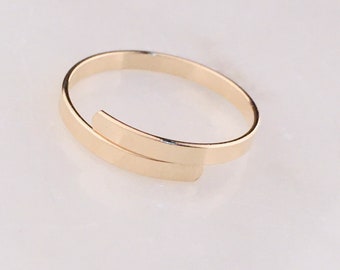 14K Gold Filled Wrap Skinny Bar Ring, Gold Dainty Bar Ring, Dainty Gold Ring, Stacking Ring, Gold Filled Skinny Bar Ring, Wrap Ring SR285