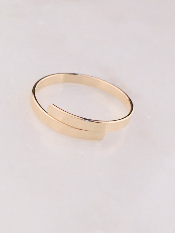 14K Gold Filled Wrap Skinny Bar Ring Gold Dainty Bar Ring | Etsy