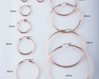 14k Rose Gold Filled Tube Hoop Earring Component, Priced per Pair, Thick Rose Gold Filled Tube Hoops, Small to Large Hoop Earrings GFER192