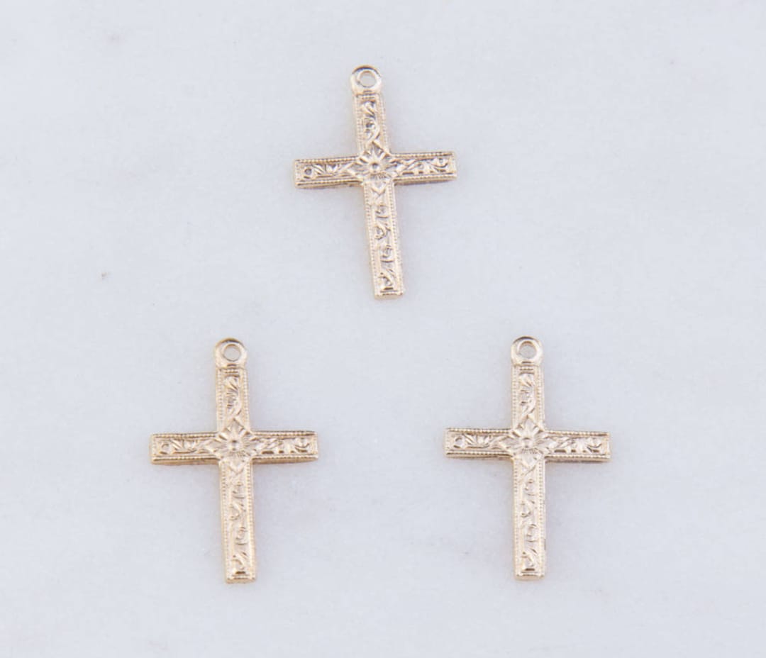 5pcs-small Floral Crosses in Sterling Silver, Gold Filled, Rose Gold ...