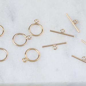 5 sets-Gold Filled Round and Bar Toggle Set, Necklace and Bracelet Findings, Jewelry Findings, Toggle For Necklace, Bracelet, GF025