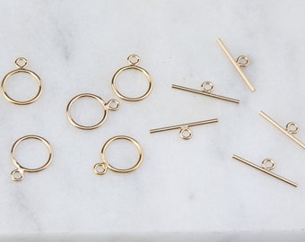 5 sets-Gold Filled Round and Bar Toggle Set, Necklace and Bracelet Findings, Jewelry Findings, Toggle For Necklace, Bracelet, GF025