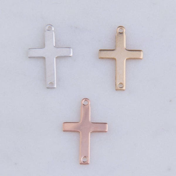 5 pcs Cross  Connector 17x10mm in Sterling Silver, Gold Filled, Rose Gold Filled,Silver Charms,Permanent Jewelry  CM193LC