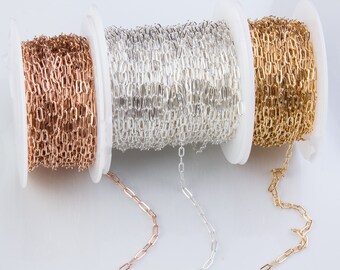 5 Meter - Kleine dicke Rechteck-Kabelketten zu Fuß in 14K Gold gefüllt, Silber, Roségold gefüllt, Halsreif, Armband, Kette zu Fuß, SCNF299