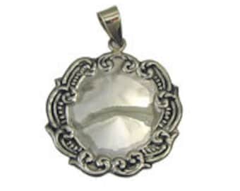Sterling Silver Large Engravable Round Pendant, For Personalized Names, Dates, Focal Pendant for Necklace, Design Round Pendant, SSPD289