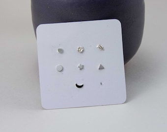 Tiny Silver Post Stud Earrings, Set of Silver Studs, Sterling Silver Stud Earrings, Mini Silver Earrings, Set of Mini Earrings, GFER253
