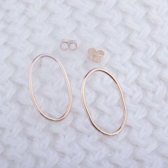 Skinny Oval Dangle Stud Earrings, Earring Findings, Gold Oval