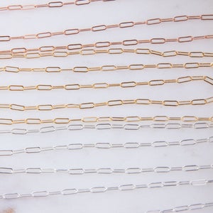 5 feet-PaperClip Rectangle Cable Chains By Foot in Sterling Silver,14K Gold Filled, Rose Gold Filled,Permanent Jewelry,Paper Clip,SCNF164 image 3
