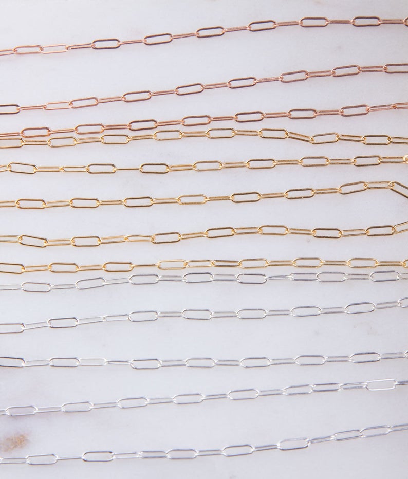 5 feet-PaperClip Rectangle Cable Chains By Foot in Sterling Silver,14K Gold Filled, Rose Gold Filled,Permanent Jewelry,Paper Clip,SCNF164 image 3