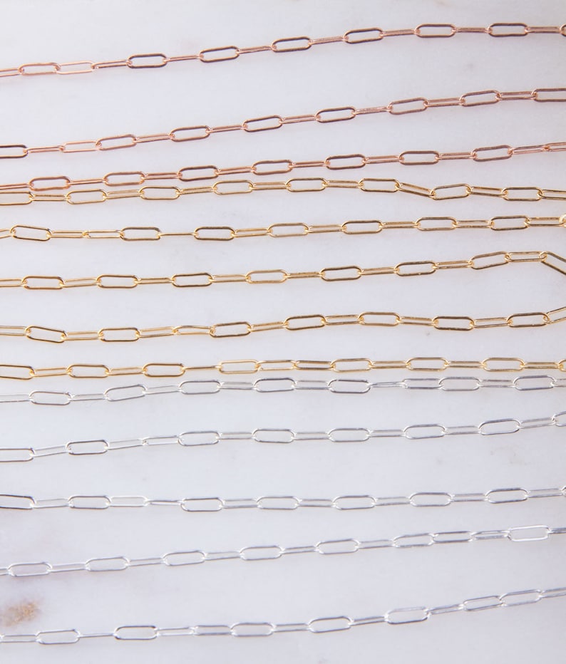 5 Feetpaperclip Rectangle Cable Chains by Foot in Sterling Etsy