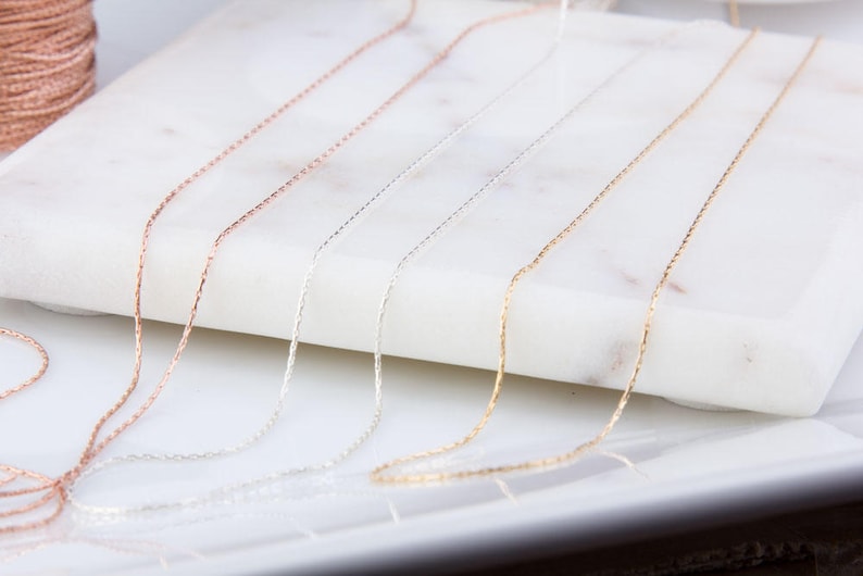 0.61mm Beading Chain in Sterling Silver, Gold Filled, Rose Gold Filled, Delicate Beading Chain,Priced Per 5ft, 50ft or 100ft,SCNF161 image 2