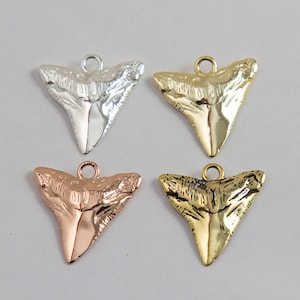 Shark Tooth in Sterling Silver, Gold Plated or Rose Gold Plated over Sterling Silver, Gold PLated Shark Tooth, Shark Tooth Pendant, HCIN235