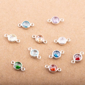 4mm Sterling Silver Birthstone Flat CZ CHECKBOARD Connector Link, School Colors, Permanent Jewelry, Permanent Bracelet, CM156GC