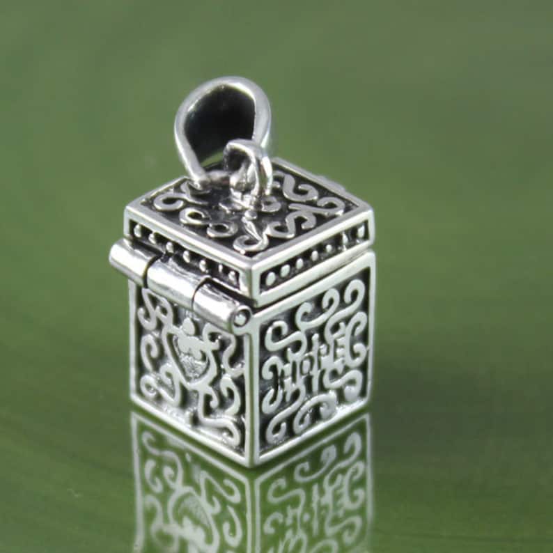 Sterling Silver HOPE Prayer Box Charm Pendant Square Prayer Etsy