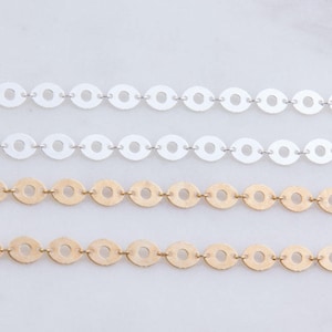 Flat Oval Plain Chain By Foot in Silver, Gold Plated, Bulk Oval Chain Supplies, Chain Supplies for Necklace, Bracelet, SCNF245