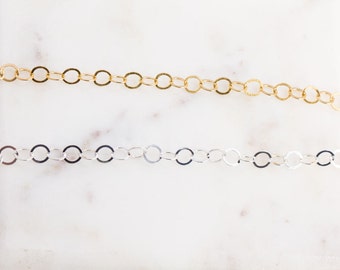 3Feet-Circle Flat 5 mm Cabel Chain by Foot in Sterling Silver or 14K Gold Filled, Jewelry Making Supplies,Choker Chain Necklace,Chains,NF61L