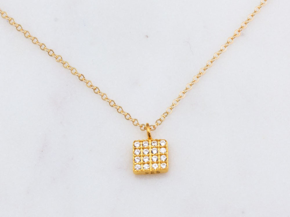 3pcs-pave Square Tag, Cubic Zirconia, Sterling Silver, Gold 3pcs-pave Square Tag, Cubic Zirconia, Sterling Silver, Gold