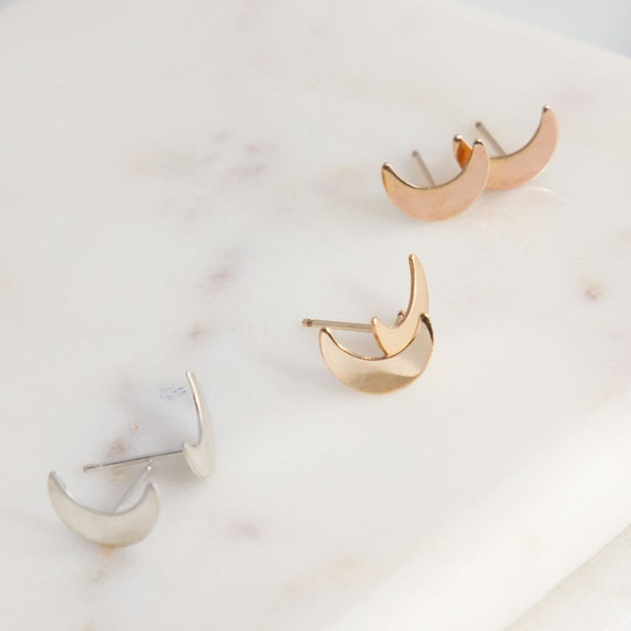 Crescent Moon Post Stud Earrings Sterling Silver Crescent Moon Post Stud Earrings Sterling Silver