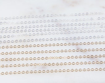 5 FT/1.2mm Round Stronger Chain in Sterling Silver, Gold Filled,Permanent Jewelry ,Bracelet ,Flat Cable Chains, SCNF152