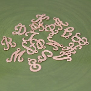 SET OF 5, Rose Gold Filled Script Letter Initials Charm, Charm Findings, Rose Gold Filled Charms, Rose Gold Filled Initials image 2