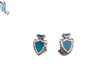 Sterling Silver Enamel Inlaid Arrowhead Stud Earrings with Surgical Steel Post, Arrowhead Earrings, Enamel Arrowhead Studs, Boho SER324