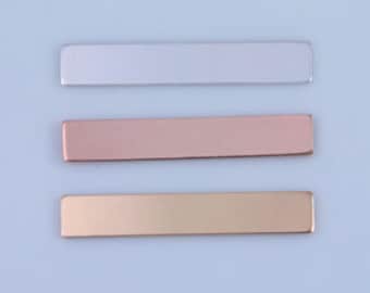 5Pcs-31 x 5mm 20 GAUGE Nameplate Bar Stamping Blank, Sterling Silver, Gold Filled, Rose Gold Filled, Gold Name Bar, Personalization,ST41 GF