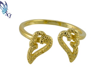 Cutout Angel Wing Adjustable Ring In Sterling Silver, Rose Gold Plated, Gold Plated, Adjustable Rings, Everyday Wear, Simple, Minimal SR236