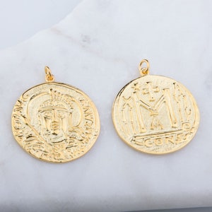 Vintage Style Gold Coin, Gold Plated Over Sterling Silver, Replica Roman Coin, Greek Coin, Roman Empire, Coin Pendant, Old Coin, - VC59