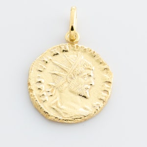 Vintage Style Roman Gold Coin, Gold Plated Over Sterling Silver, Replica Roman Coin, Greek Coin, Coin Pendant, Old Coin,  VC90