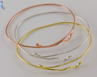 Sterling Silver, Oro placcato, Rose Gold Plated Serpent, Snake Adjustable Skinny Bangle, Indossare tutti i giorni, Minimal, Simple, Jewelry SCBR102