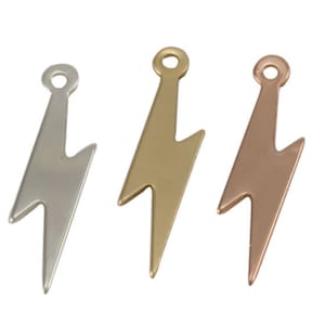 5pcs--Large Lightning Bolt Charm,Sterling Silver, Gold Filled, Rose Gold Filled, Jewelry Findings, Earring Findings,Bolt Charms, HCIN170
