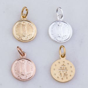 3 colgantes de Nuestra Señora de Fátima en plata de ley, chapados en oro o en oro rosa, con medalla milagrosa, pequeños dijes católicos, CM163R