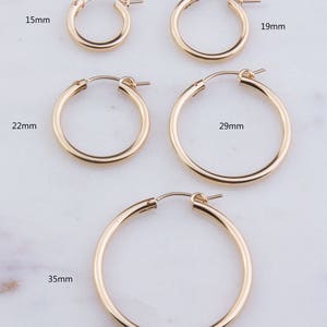 14K Gold Filled Tube Hoop Earring Component,Sold per Pair,11mm,15mm,19mm,22mm, 29mm,35mm,up to 65mmGold Filled Tube Hoops,GFER170