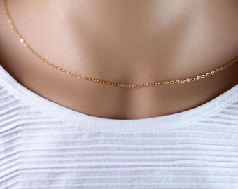 Gold Filled 1.4mm Flat Cable , Dainty ,Chain ,Layering ,Delicate Chain ,Simple, Everyday Wear, Delicate Necklace, Minimalist Necklace, GVN11