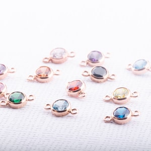 4MM14k Rose Gold Filled Birthstone Cz Connector,Gold Filled CZ Connectors , SChool Color Stone Finding,permanent Jewelry,CM155GC