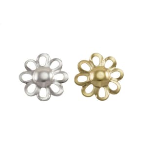 10pcs--Sterling Silver Or Gold Filled Daisy Flower Connector,Floral Connecter,Permanent Jewelry  Connectors, Daisy Flower Charms, CM112LC