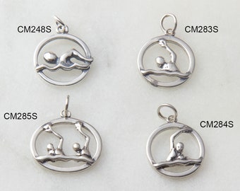 Sterling Silber Schwimmen / Schwimmer Charms, 4 verschiedene Schwimmen Stil Charms, Halsketten Charms, Armband Charms, CM248S, 283S, 284S, 285S