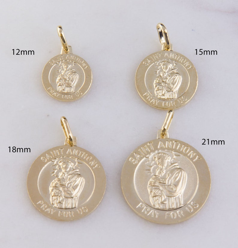 Saint Anthony Round Pendant in Gold Plated, Catholic Charms, Protection Charms, Religion Charms, Saint Patron, St. Anthony Charm CM208R image 1
