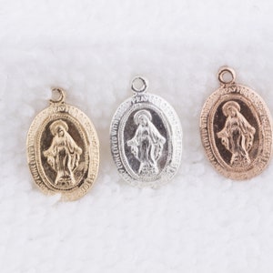 Miraculous Medal Charm in Gold Filled, Sterling Silver, Rose Gold Filled, Pray Metal, Healing, Pendant, Religious Charm, CM142R image 4