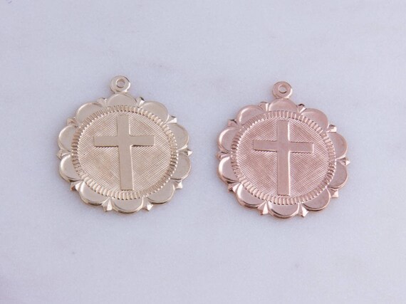 3pcs-cross Round Pendant in Gold Filled, Sterling Silver,rose Gold - Main Image