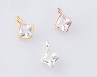 Set of 10, 30, 50 or 100 - CZ Diamond 5mm Shape Shaker Drops in Gold Plated, Sterling Silver, Rose Gold Plated, Diamond Shape CZ Drop CM72GC